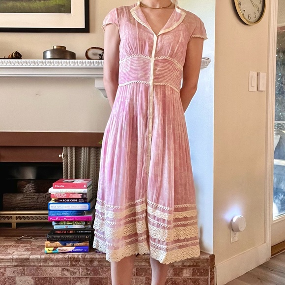 Vintage Kay Unger Pink Silk Tea Dress - Picture 3 of 12